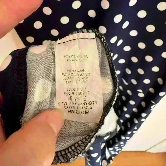 Wrap dress in polka dot navy and white by Caution To The Wind size Medium - Picture 10 of 13